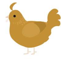 A gold chicken with a neck-speckle pattern