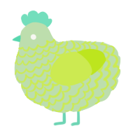 A gluppy and lime chicken with a lace pattern