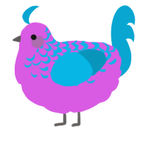 A orchid and cerulean chicken with a half-lace pattern