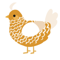 A orange and cream chicken with a lace pattern