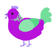 A amethyst and spring chicken with a neck-speckle pattern