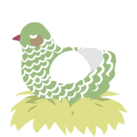 A grass and mist chicken with a lace pattern