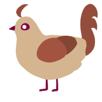 A beige and russet chicken