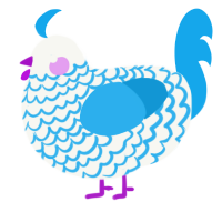 A white and sky chicken with a lace pattern