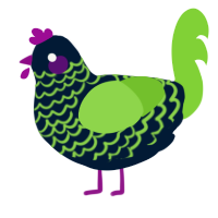 A tumblr and grass chicken with a lace pattern