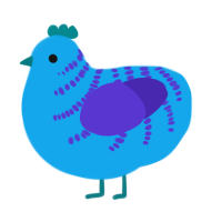 A sky and indigo chicken with a half-bar pattern