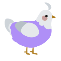 A lilac and mist chicken with a head pattern