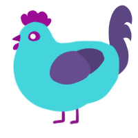 A aqua and overcast chicken