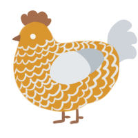 A orange and mist chicken with a lace pattern
