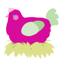 A fuchsia and gluppy chicken