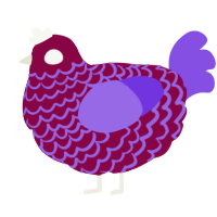 A maroon and blurple chicken with a lace pattern