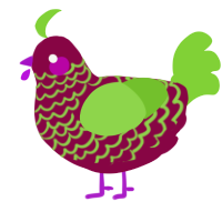 A maroon and grass chicken with a lace pattern