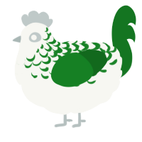 A white and leaf chicken with a half-lace pattern