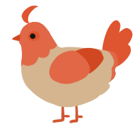 A beige and vermilion chicken with a head pattern
