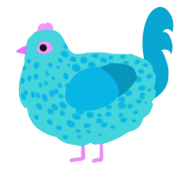 A aqua and cerulean chicken with a speckle pattern