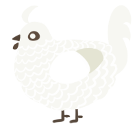 A white chicken with a lace pattern