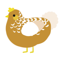 A gold and cream chicken with a half-lace pattern