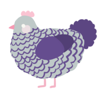 A silver and overcast chicken with a lace pattern
