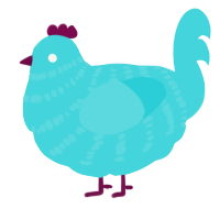 A aqua chicken with a bar pattern
