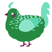A viridian and mint chicken with a half-lace pattern