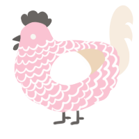 A rose and cream chicken with a lace pattern