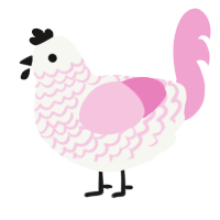A white and pink chicken with a lace pattern