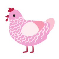 A pink and rose chicken with a lace pattern