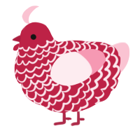 A crimson and rose chicken with a lace pattern