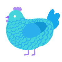 A aqua and sky chicken with a lace pattern