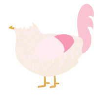 A cream and rose chicken with a lace pattern