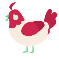 A cream and crimson chicken with a head pattern