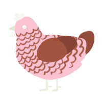 A rose and russet chicken with a lace pattern