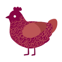 A maroon and red chicken with a double-lace pattern