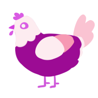 A plum and rose chicken with a head pattern