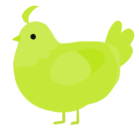 A lime chicken with a head pattern