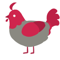 A ash and crimson chicken with a head pattern