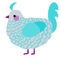A mist and aqua chicken with a lace pattern