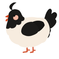 A cream and sable chicken with a head pattern