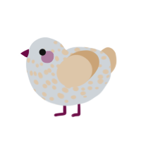 Millie, a mist and beige chicken with a speckle pattern