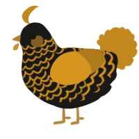 A sable and ochre chicken with a lace pattern