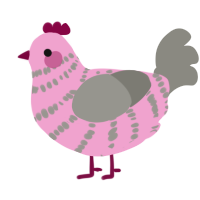 A pink and ash chicken with a bar pattern