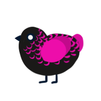 (unnamed), a sable and fuchsia chicken with a half-lace pattern