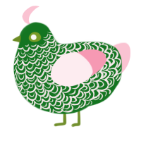 A leaf and rose chicken with a double-lace pattern