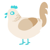 A cream and beige chicken with a neck-band pattern