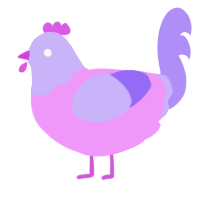 A lavender and lilac chicken with a head pattern