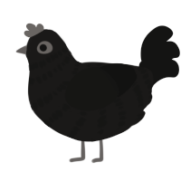 A sable and black chicken with a bar pattern