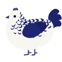 A white and navy chicken with a half-lace pattern