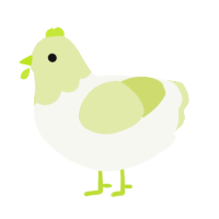 A white and lemon chicken with a head pattern