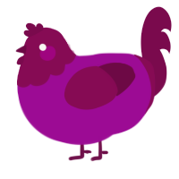 A plum and wine chicken with a head pattern