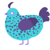 A aqua and overcast chicken with a speckle pattern